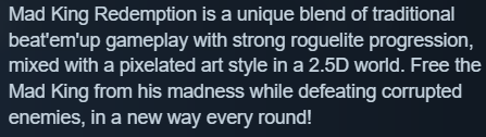Mad King Redemption — courte description Steam